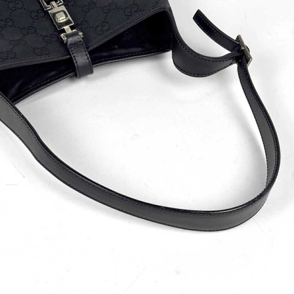 Gucci Jackie Shoulder Bag GG Handbag One Shoulder Hobo Canvas Black - Picture 6 of 7